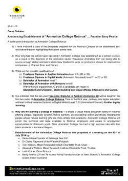 Animation College Rotorua Press Release
