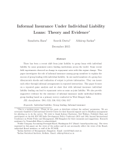 Informal Insurance Under Individual Liability Loans: Theory and