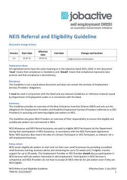 NEIS Referral and Eligibility Guideline