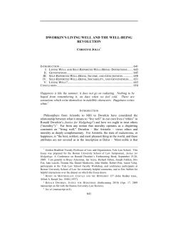 dworkin`s living well and the well-being revolution