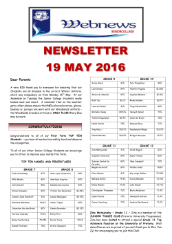 SENIORCOLLEGE NEWSLETTER 19 MAY 2016 Dear Parents A
