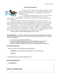 Geometry (H) Lesson 2.3 2.3 Notes: Biconditionals Several years
