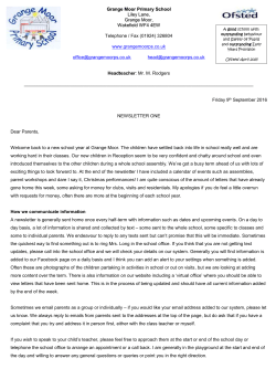 newsletter one - september 2016