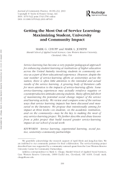 Getting the Most Out of Service Learning: Maximizing Student