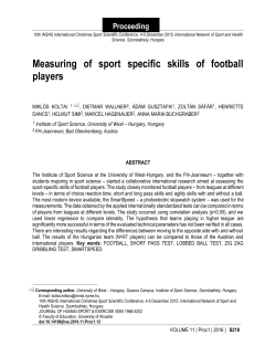 Measuring of sport specific skills of football players