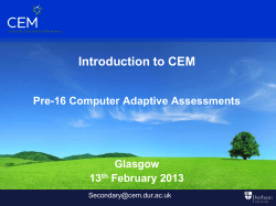 CEM Assessments Pre-16 AfE Baseline S1 and S2 Assessments