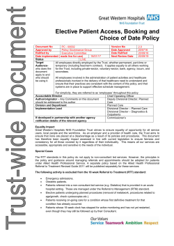 Elective Patient Access, Booking and Choice of Date Policy