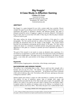 Big Huggin` A Case Study in Affection Games
