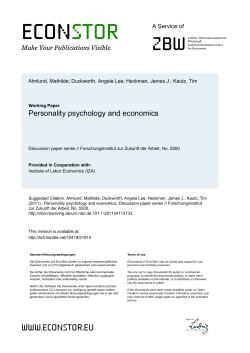 Personality Psychology and Economics