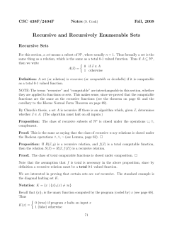 Recursive and Recursively Enumerable Sets