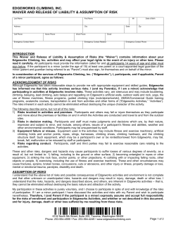 edgeworks climbing, inc. waiver and release of liability