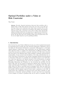 Optimal Portfolios under a Value at Risk Constraint