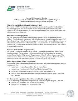 Section 811 Supportive Housing for Persons with Disabilities Project