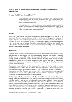 Shifting goals in microfinance: from social performance to financial