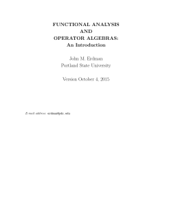 Functional Analysis and Operator Algebras - Pdx