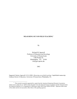 MEASURING OUT-OF-FIELD TEACHING By Richard M