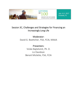 Challenges and Strategies for Financing an Increasingly Long Life
