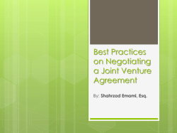 Best Practices on Negotiating a Joint Venture Agreement