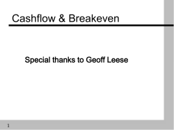 Finance – Cashflow and Breakeven