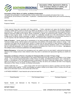 Assumption of Risk, Agreement to Abide by Code of Conduct