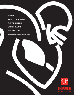 NFLPA REGULATIONS GOVERNING CONTRACT ADVISORS (as