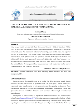 COST AND PROFIT EFFICIENCY AND MANAGEMENT
