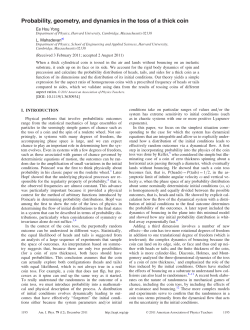 Probability, geometry, and dynamics in the toss of a thick coin