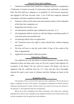 Expression of Interest for Chartered Accountant Firms