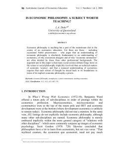 IS ECONOMIC PHILOSOPHY A SUBJECT WORTH TEACHING