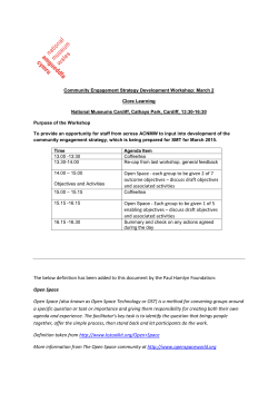 Open Space - each group to be given 2 of 7 outcome objectives