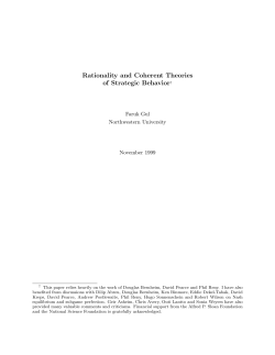Rationality and Coherent Theories of Strategic Behavior