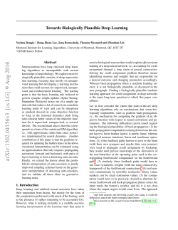 Towards Biologically Plausible Deep Learning