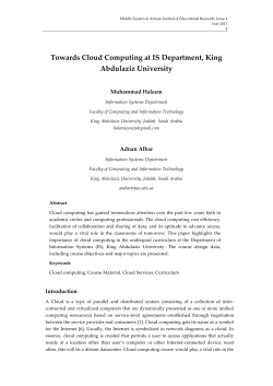 Towards Cloud Computing at IS Department