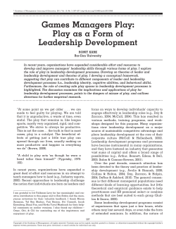 Games Managers Play: Play as a Form of Leadership Development