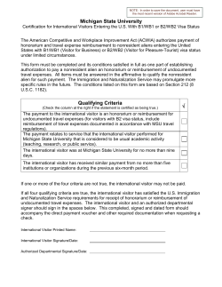 Certification for International Visitors with B1/WB1 or B2/WB2 Visa