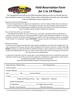 Field Reservation Form for 1 to 19 Players