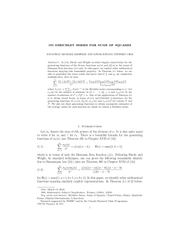 ON DIRICHLET SERIES FOR SUMS OF SQUARES 1