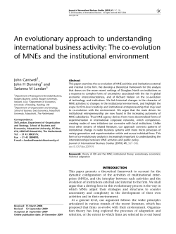 An evolutionary approach to understanding international business