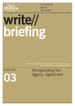Commercial Agent Write Briefing &ndash; Issue 3