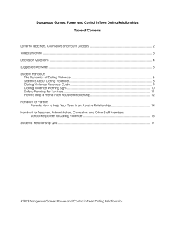 Dangerous Games: Power and Control in Teen Dating Relationships