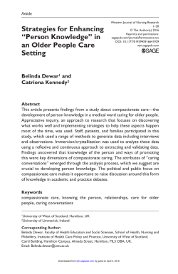 Strategies for Enhancing &ldquo;Person Knowledge&rdquo; in an Older