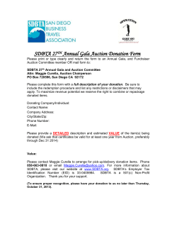 2013 SDBTA 27th Annual Gala Donation Letter