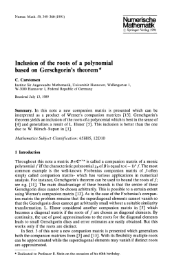 Inclusion of the roots of a polynomial based on Gerschgorin`s theorem