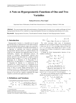 Hypergeometric Functions, Transformation Formulae, Kampe de