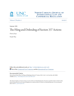 The Filing and Defending of Section 337 Actions