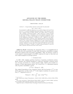 ADVANCES ON THE BESSIS- MOUSSA-VILLANI TRACE