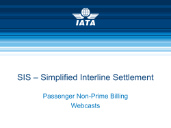 SIS &ndash; Simplified Interline Settlement