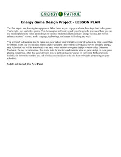 Energy Game Design Project - LESSON PLAN