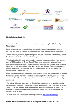 DA Tennis Australia Media Release