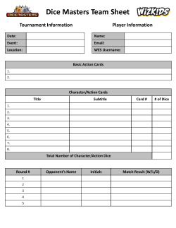 Dice Masters Team Sheet